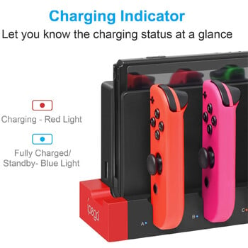 IPEGA PG-9186 Joycon Charging Dock Station for Switch&OLED - Φορτίζει έως 4 χειριστήρια, συμβατό με διακόπτη και μοντέλο OLED