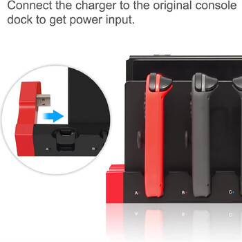 IPEGA PG-9186 Joycon Charging Dock Station for Switch&OLED - Φορτίζει έως 4 χειριστήρια, συμβατό με διακόπτη και μοντέλο OLED