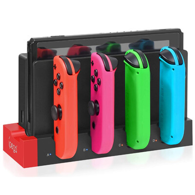IPEGA PG-9186 Joycon зарядна докинг станция за Switch&OLED - Зарежда до 4 контролера, съвместим с Switch и OLED модел