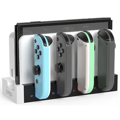 IPEGA PG-9186 Joycon töltődokkoló állomás kapcsolóhoz és OLED-hez - Akár 4 vezérlőt tölthet, kompatibilis a kapcsolóval és az OLED modellel