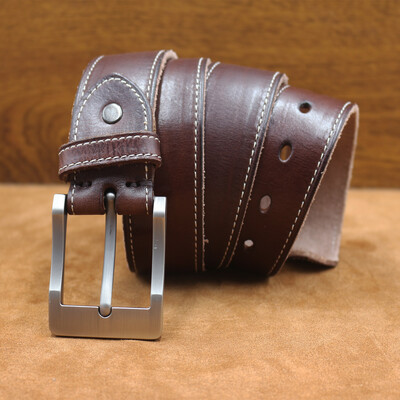 Természetes marhabőr öv férfi keményfém csathoz puha eredeti marhabőr férfi bőr öv egyedi textúrájú valódi bőr farmer öv
