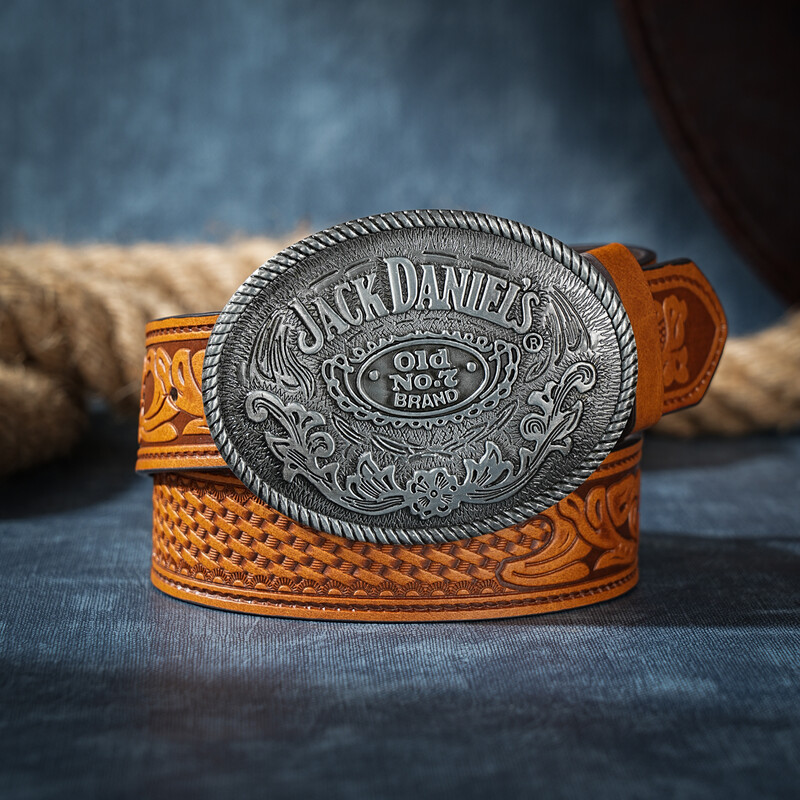 Bărbați și femei-Western-Cowboy-Cenele din piele PU - Curea vintage cu cataramă gravată florală pentru blugi