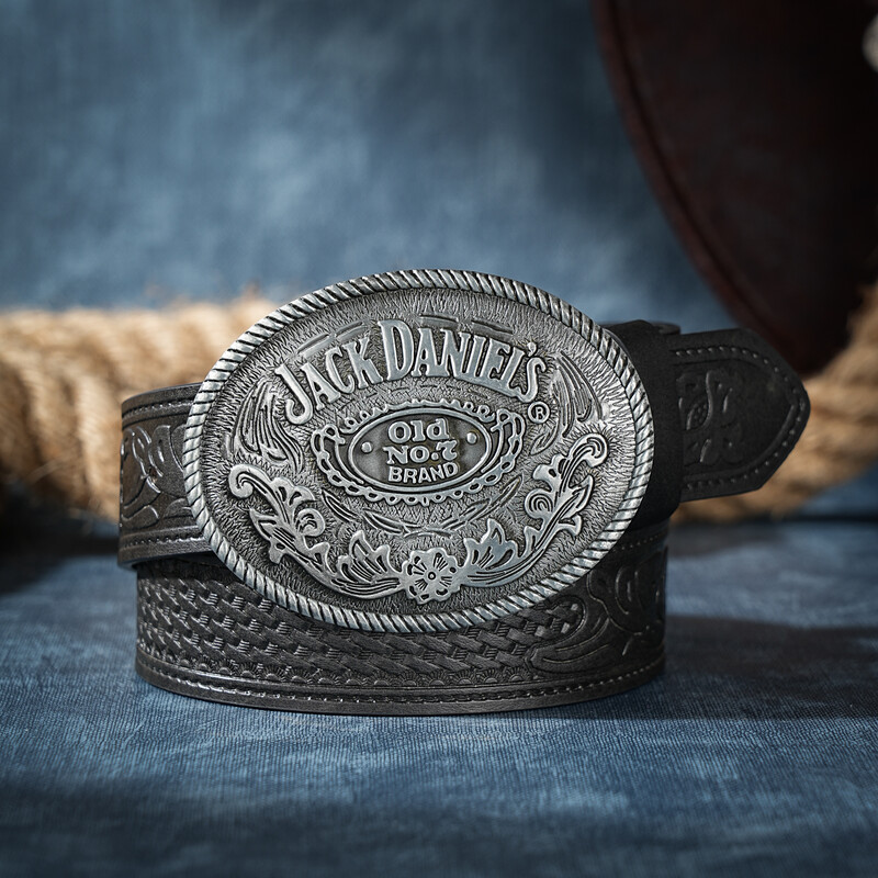 Bărbați și femei-Western-Cowboy-Cenele din piele PU - Curea vintage cu cataramă gravată florală pentru blugi