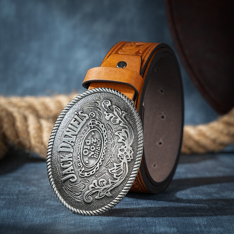 Bărbați și femei-Western-Cowboy-Cenele din piele PU - Curea vintage cu cataramă gravată florală pentru blugi