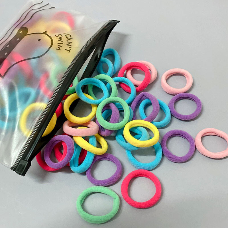 50 vnt / rinkinys Merginos 3 cm Spalvingi Plaukai Guminės juostelės Baby Scrunchies Pack Elastic Plaukų Kaklaraiščiai Vaikams Balti plaukų žiedai Guminė galvos juostelė