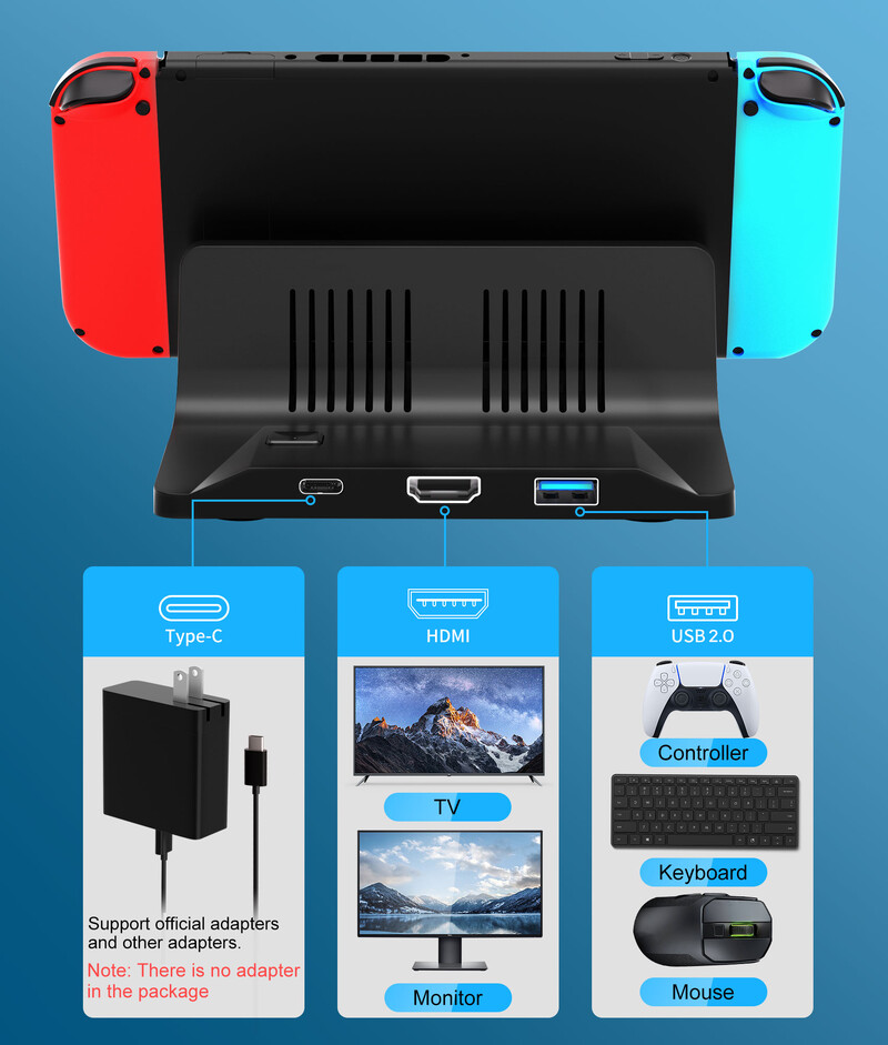 Switch Docking Station za Nintendo Switch OLED/Nintendo Switch Dodaci, Prijenosna TV Docking Station s 4K adapterom