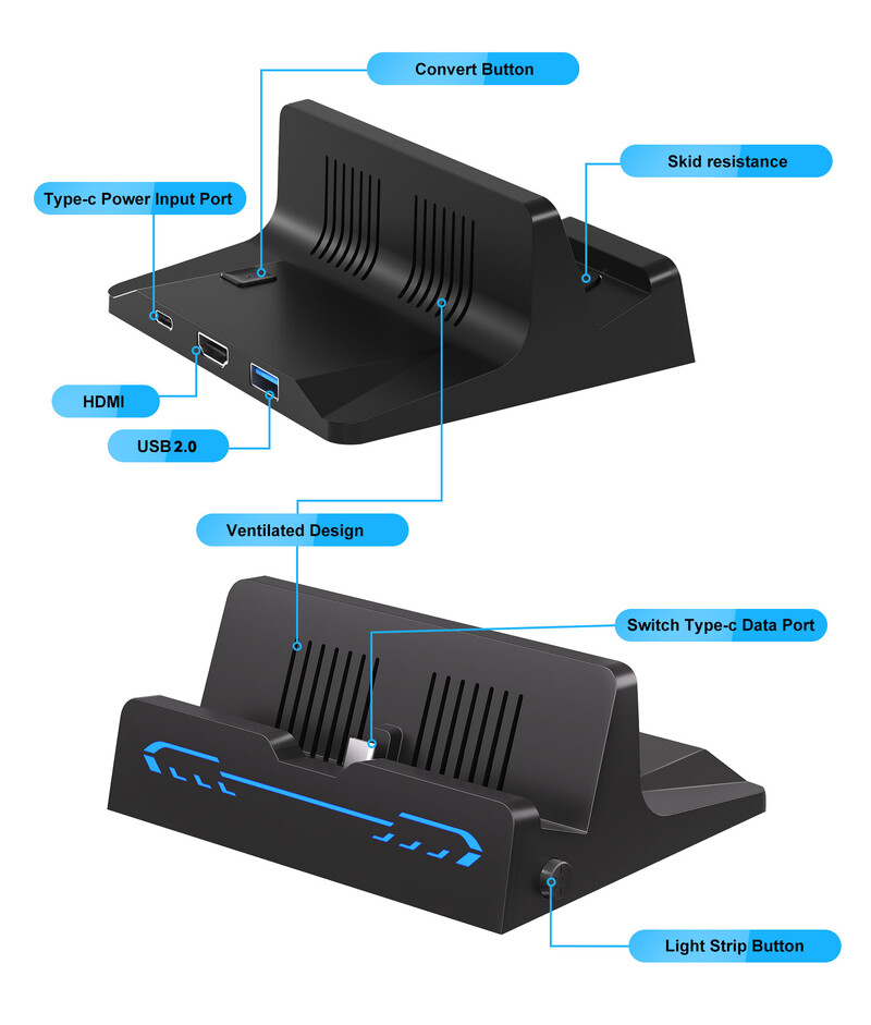 Switch Docking Station za Nintendo Switch OLED/Nintendo Switch Dodaci, Prijenosna TV Docking Station s 4K adapterom