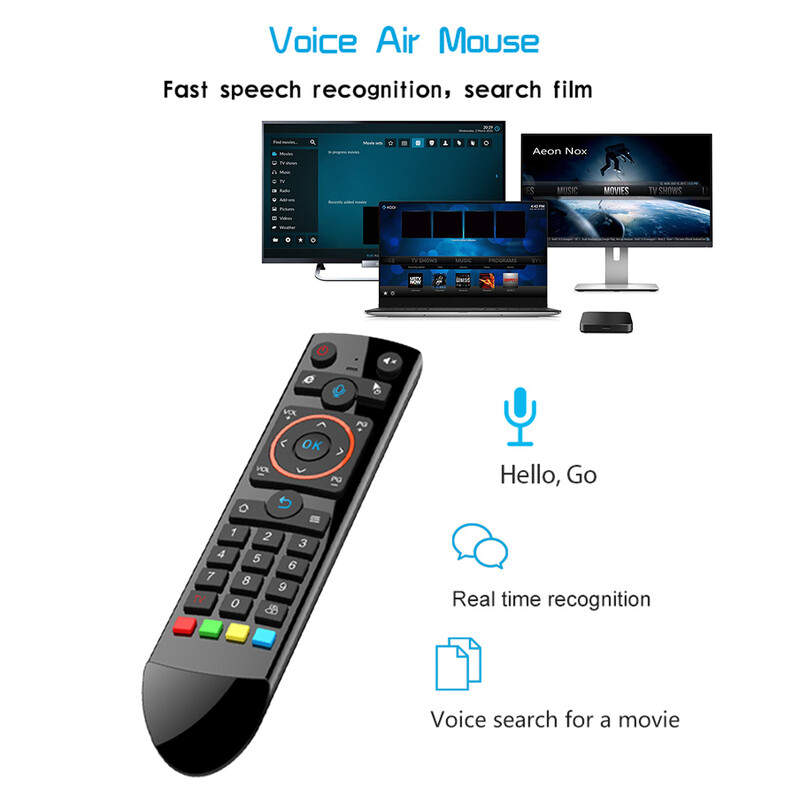 Bezdrôtová myš Air Mouse s podsvietením Q2, IR učenie, 2,4 GHz RF hlasové diaľkové ovládanie pre počítač, diaľkové ovládanie pre Android TV Box
