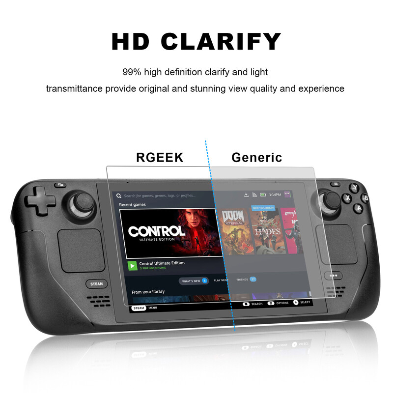 2 paketa Zaštitni ekran od kaljenog stakla za Steam Deck 9H Dodaci za zaštitu od kaljenog stakla za Steam Deck