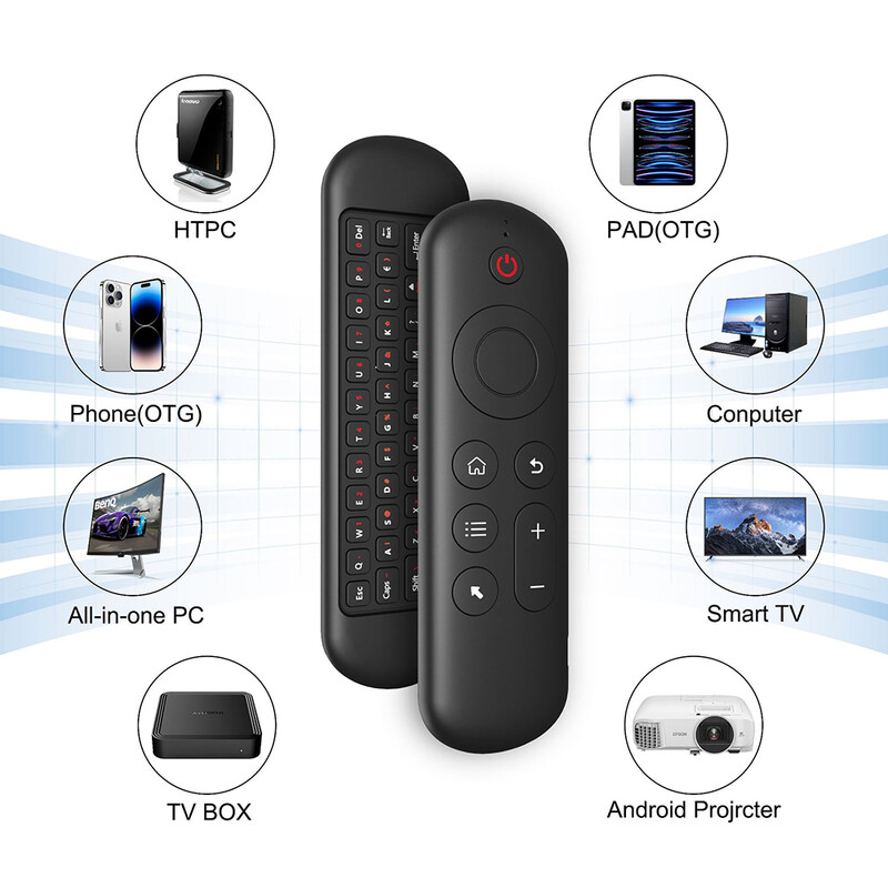 M5 BT 2.4G Wireless Air Mouse Voice Remote Control BT5.2 Gyroscope IR Learning Backlit Mini Keyboard for Android TV BOX PC