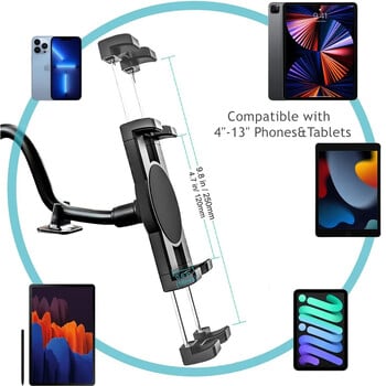 Παρμπρίζ αυτοκινήτου Βάση ταμπλέτας φορτηγού Παράθυρο Ταμπλό Τηλέφωνο Βάση tablet Βεντούζα Μακρύς βραχίονας για iPad 11 12,9 Air Mini 4,0-11 ιντσών