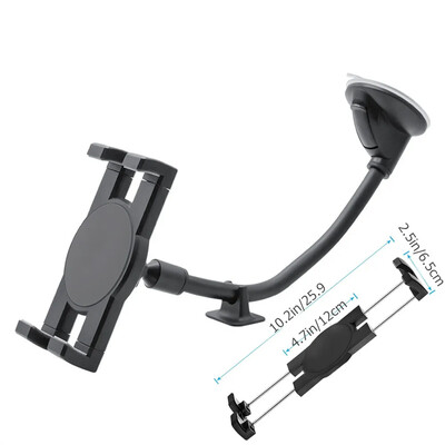 Vējstikla automašīnas planšetdatora stiprinājuma kravas automašīnas loga paneļa tālruņa planšetdatora turētāja piesūceknis, garā roka iPad 11 12,9 Air Mini 4,0–11 collu
