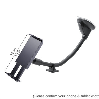 Vējstikla automašīnas planšetdatora stiprinājuma kravas automašīnas loga paneļa tālruņa planšetdatora turētāja piesūceknis, garā roka iPad 11 12,9 Air Mini 4,0–11 collu