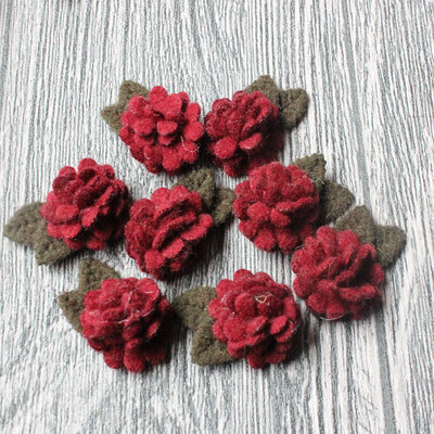 10 buc/lot, mini flori artificiale din pâslă de lână, pentru rochii, accesoriu pentru bandă de păr cu trandafiri pentru decorațiuni de nuntă