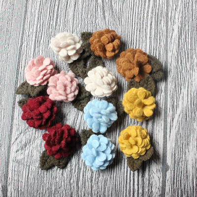 10 buc/lot, mini flori artificiale din pâslă de lână, pentru rochii, accesoriu pentru bandă de păr cu trandafiri pentru decorațiuni de nuntă