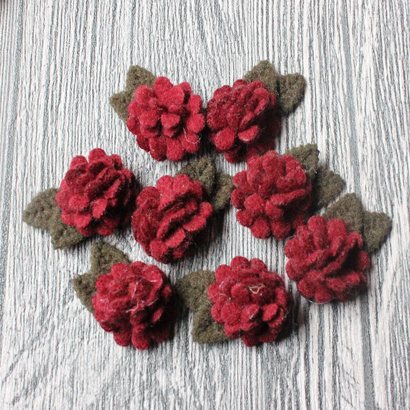 10 buc/lot, mini flori artificiale din pâslă de lână, pentru rochii, accesoriu pentru bandă de păr cu trandafiri pentru decorațiuni de nuntă
