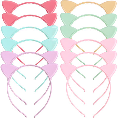 12 bucăți/set bentite pentru urechi de pisică pentru fete, din plastic mat, bentițe pentru urechi de pisică, bentițe pentru păr pentru decorare de familie, accesorii pentru păr pentru petrecere