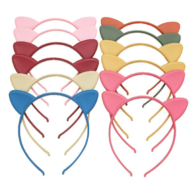 12 bucăți/set bentite pentru urechi de pisică pentru fete, din plastic mat, bentițe pentru urechi de pisică, bentițe pentru păr pentru decorare de familie, accesorii pentru păr pentru petrecere