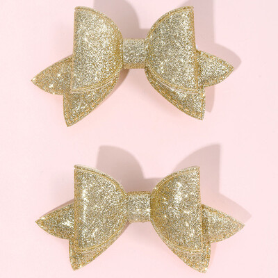 2 vnt Blizgantys kūdikių mergaičių lankeliai plaukų segtukai Auksiniai blizgučiai Bowknot plaukų segtukas Princesė kūdikių galvos apdangalai Vaikų plaukų aksesuarai