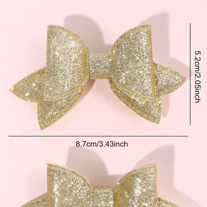 2 vnt Blizgantys kūdikių mergaičių lankeliai plaukų segtukai Auksiniai blizgučiai Bowknot plaukų segtukas Princesė kūdikių galvos apdangalai Vaikų plaukų aksesuarai