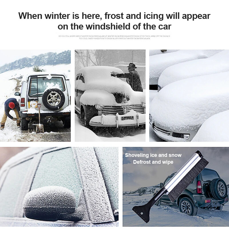 Új autó szélvédő jégkaparó üveg hókefe, kihúzható rozsdamentes acél hótisztító tisztító szerszám seprűmosó tartozékok