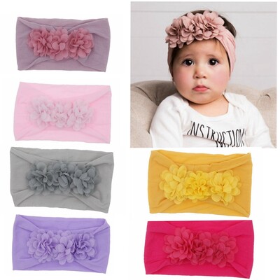 Márka Toddler Baby Girl Kid Baby Chiffon virág Hajpánt Fejpánt Stretch Turbán Fejpakolás Gyerek Lány Hajkiegészítők