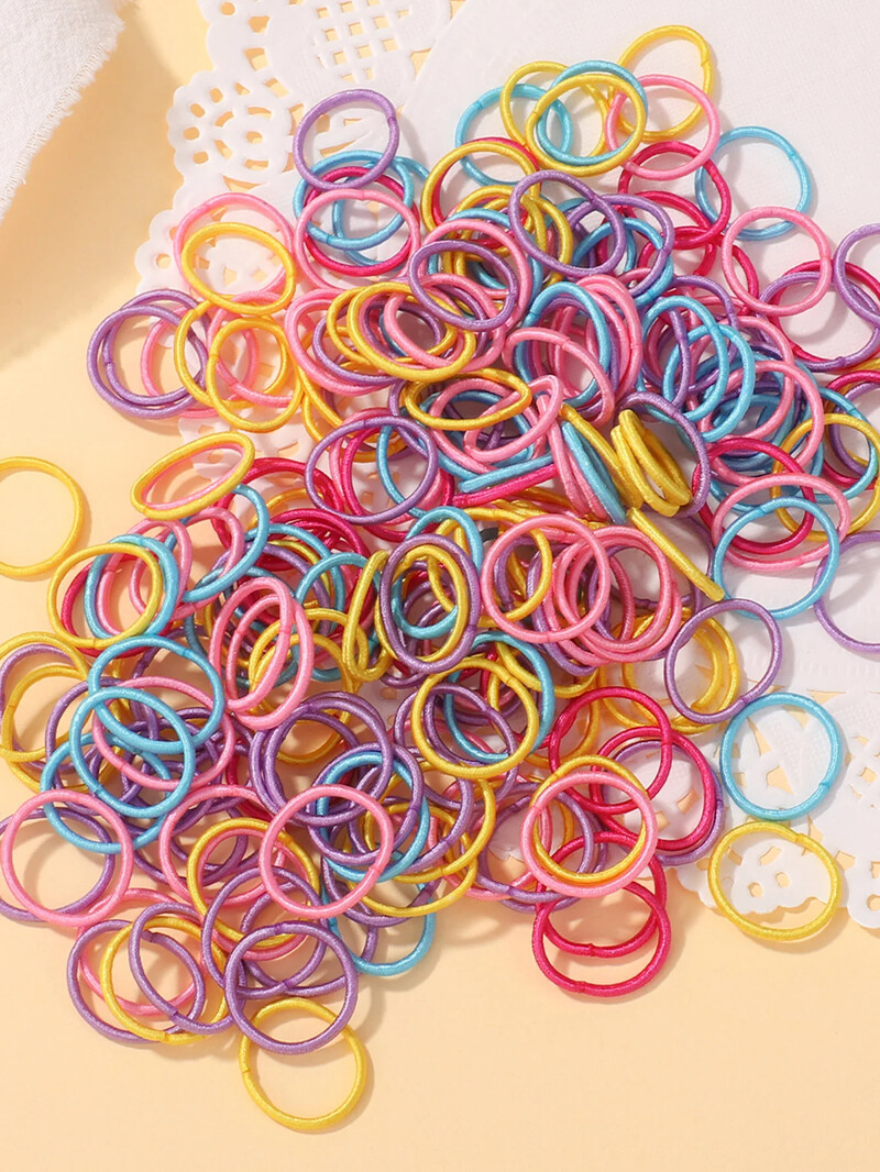 100 ks/sada 2 cm gumičky do vlasov, farebné nylonové gumičky, lano, vlasové doplnky pre bábiky, čierne elastické vlasové pásky pre dievčatká, darček