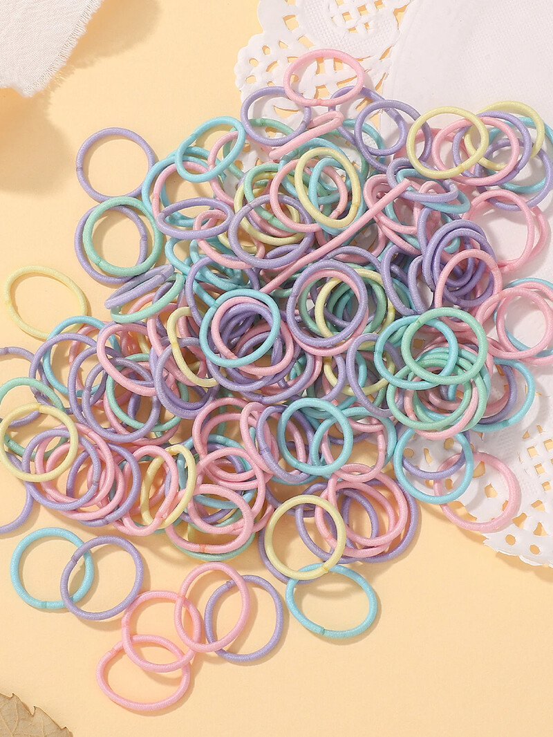 100 ks/sada 2 cm gumičky do vlasov, farebné nylonové gumičky, lano, vlasové doplnky pre bábiky, čierne elastické vlasové pásky pre dievčatká, darček