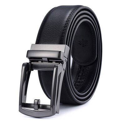 Férfi bőröv, dupla lánctalpas öv, fekete lyuk nélküli automatikus csattal, üzleti alkalmi, egyszerű, divatos, hozzáillő öltöny viselete