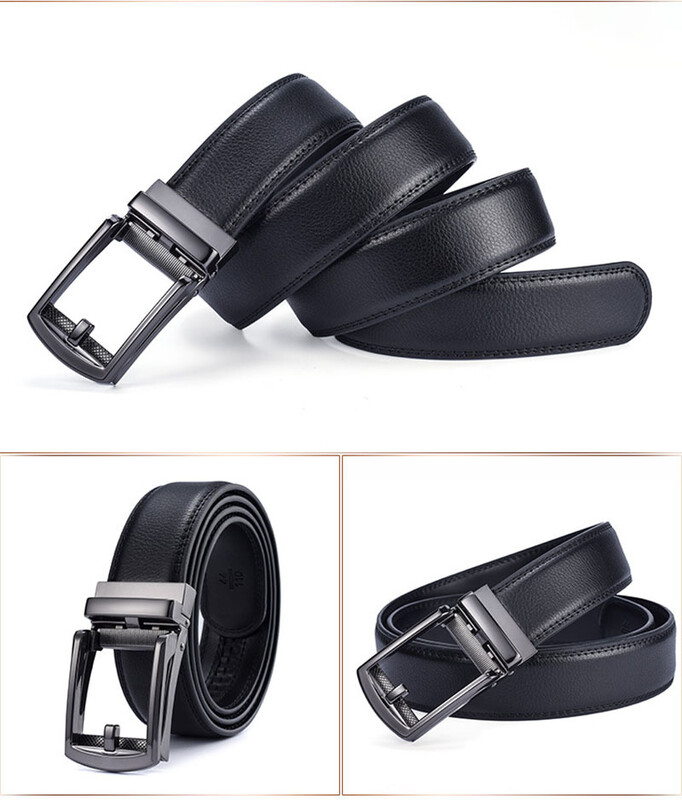 Férfi bőröv, dupla lánctalpas öv, fekete lyuk nélküli automatikus csattal, üzleti alkalmi, egyszerű, divatos, hozzáillő öltöny viselete