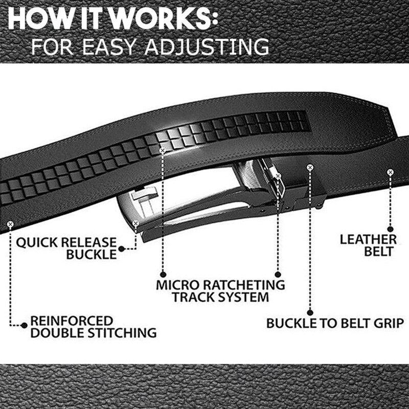 Férfi bőröv, dupla lánctalpas öv, fekete lyuk nélküli automatikus csattal, üzleti alkalmi, egyszerű, divatos, hozzáillő öltöny viselete