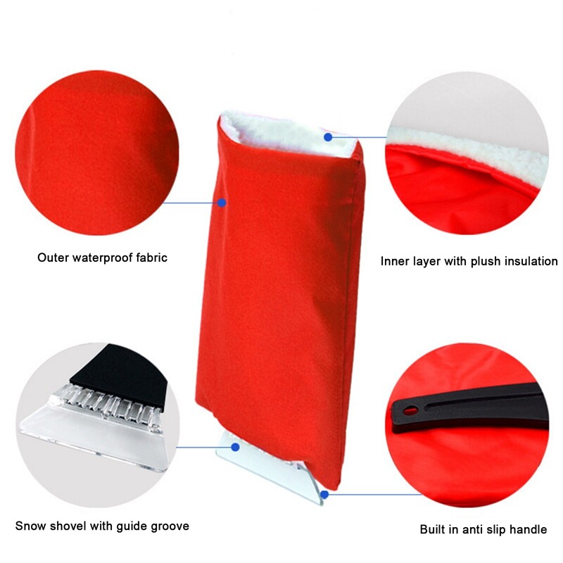 Φτυάρι πάγου και χιονιού με βελούδινα ζεστά γάντια Εργαλείο αφαίρεσης ξύστρου πάγου για χειμερινά εργαλεία εξωτερικού χώρου αυτόματου παραθύρου Στυλ αυτοκινήτου