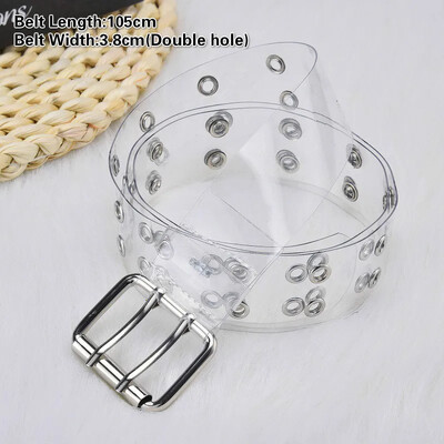 Moteriškas skaidrus diržas su įvorėmis Moteriškas „Disigner“ „Punk“ kniedės sagtis, juosmens derva, plastikas, PVC kelnių džinsai, skaidrūs diržai