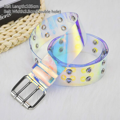 Moteriškas skaidrus diržas su įvorėmis Moteriškas „Disigner“ „Punk“ kniedės sagtis, juosmens derva, plastikas, PVC kelnių džinsai, skaidrūs diržai