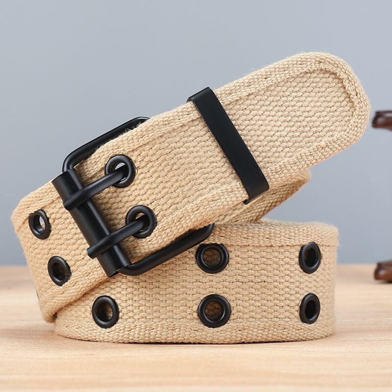 Plátenný štýl pánskeho elegantného opasku, módny, ležérny a všestranný, mládežnícky trendy pánsky odolný dvojradový plátenný opasok a