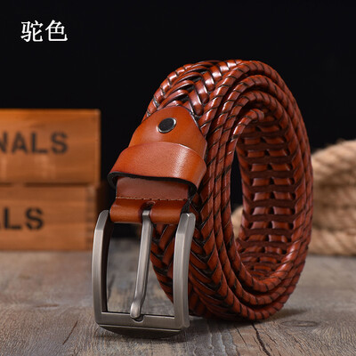 Új fonott öv férfi szövött övhöz Luxus valódi bőr tehénbőr pántok, kézzel kötött dizájner férfi farmer öv férfi övek