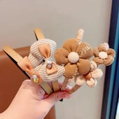Detské dievčatká Roztomilé kávové farby Cartoon Srdce Kvetinová mašľa Ornament Čelenky Detské krásne Obruče do vlasov Detské sladké vlasové doplnky
