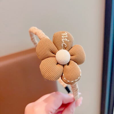 Detské dievčatká Roztomilé kávové farby Cartoon Srdce Kvetinová mašľa Ornament Čelenky Detské krásne Obruče do vlasov Detské sladké vlasové doplnky