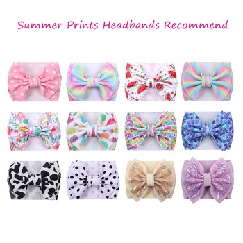 Fashion 7\'\' Big Hair Bow Girls Headbands Cute Baby Elastic Hair Band for Children Solid Turban Kids 2022 Καλοκαιρινά αξεσουάρ μαλλιών