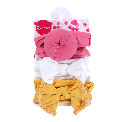 3 db/tétel Nagy virágos babafejpántok újszülött fiúknak lányoknak pamut rugalmas hajgumik gyerekeknek hajkötők masnik csomós fejfedők fejfedők