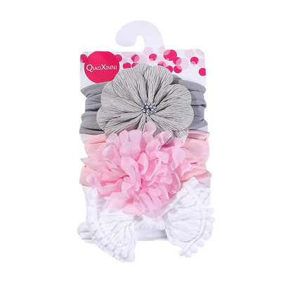 3 db/tétel Nagy virágos babafejpántok újszülött fiúknak lányoknak pamut rugalmas hajgumik gyerekeknek hajkötők masnik csomós fejfedők fejfedők