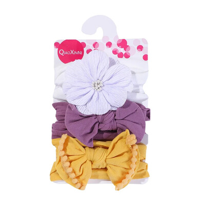3 db/tétel Nagy virágos babafejpántok újszülött fiúknak lányoknak pamut rugalmas hajgumik gyerekeknek hajkötők masnik csomós fejfedők fejfedők