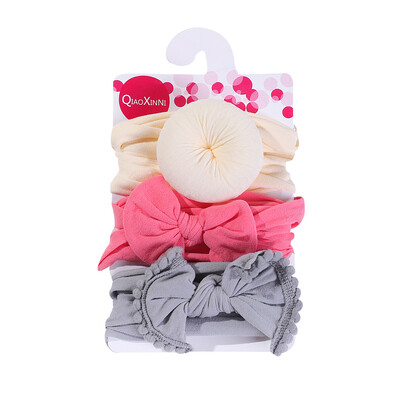 3 db/tétel Nagy virágos babafejpántok újszülött fiúknak lányoknak pamut rugalmas hajgumik gyerekeknek hajkötők masnik csomós fejfedők fejfedők