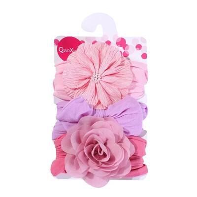 3 db/tétel Nagy virágos babafejpántok újszülött fiúknak lányoknak pamut rugalmas hajgumik gyerekeknek hajkötők masnik csomós fejfedők fejfedők