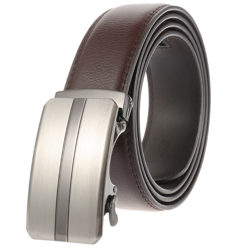 Curea pentru bărbați de marcă din piele cu cataramă automată din metal, curea din piele de înaltă calitate, curea de afaceri pentru agrement LY136-22051-1