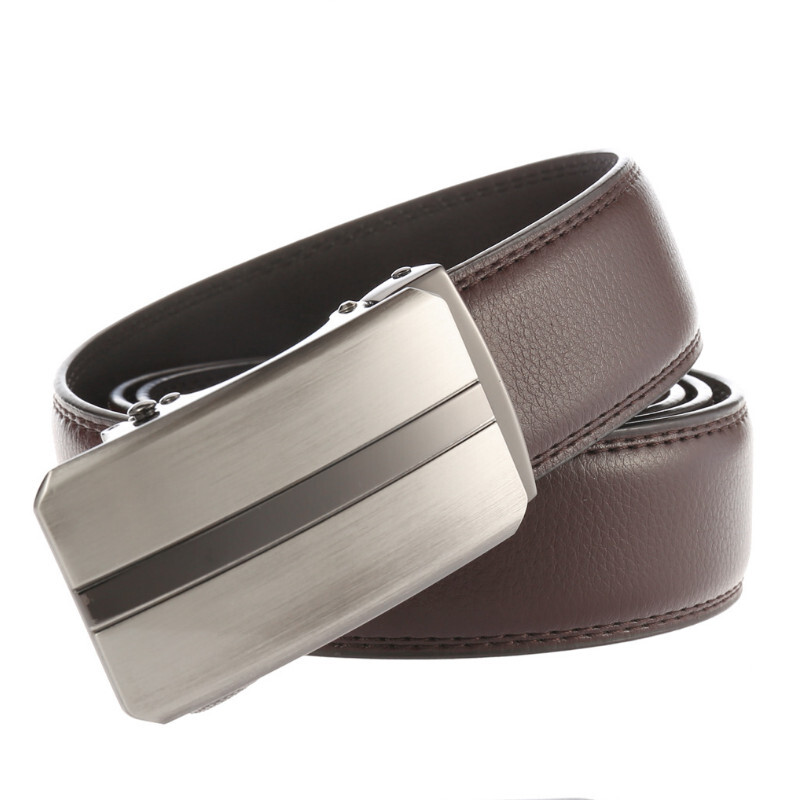 Curea pentru bărbați de marcă din piele cu cataramă automată din metal, curea din piele de înaltă calitate, curea de afaceri pentru agrement LY136-22051-1