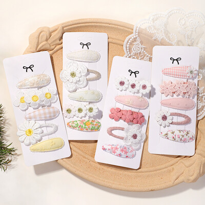5Pcs Комплект BB щипки за деца Аксесоари за коса Sweet Printe Hairbangs Шнола за коса Момичета Шнола Ins Style Дейзи Фиби Орнаменти