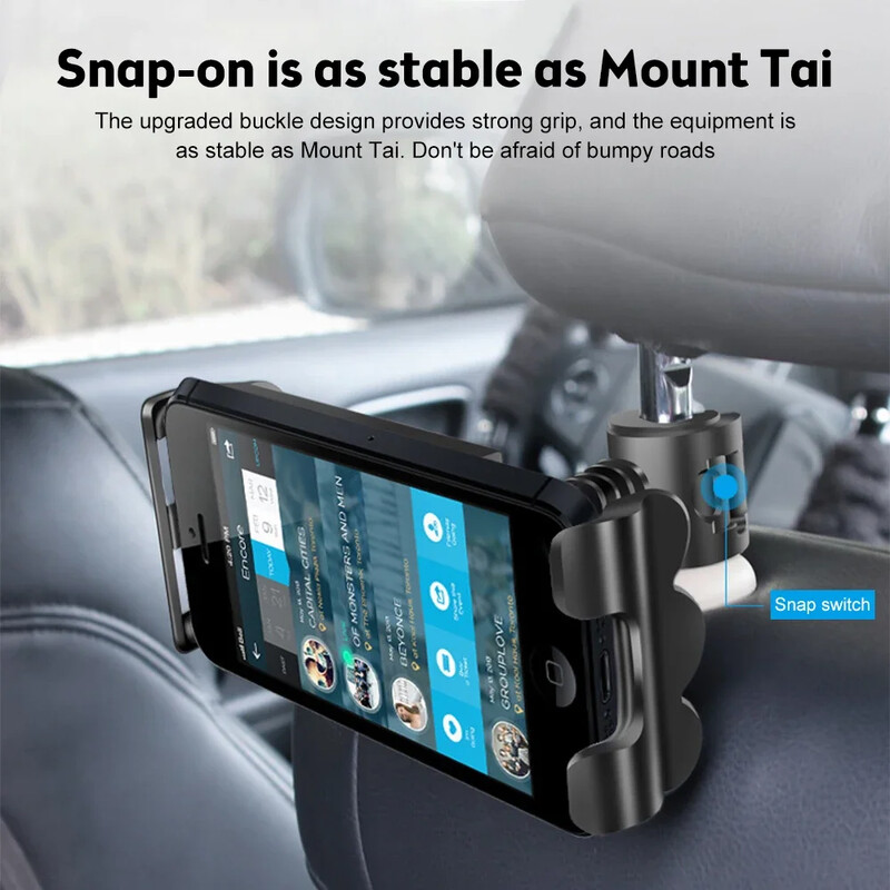 Auto tahvelarvuti hoidik peatoe jaoks Reguleeritav autoistme seljaosa iPadi kinnitus Mobiiltelefoni alusklamber Auto Road Trip Lisavarustus lastele