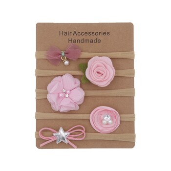 Σετ κεφαλόδεσμο για μωρά Solid Knot Flower Fabric Hairbow Kids Nylon Elastic Soft Hair bands Χειροποίητα κοριτσίστικα Αξεσουάρ μαλλιών 5τμχ/παρτ.