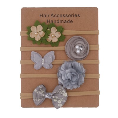 mazuļu galvassegas komplekts Solid Knot Flower Fabric Hairbow Kids Neilon Elastīgas Mīkstas Matu Lentes Roku darbs Meiteņu Matu Aksesuāri 5gab/part.